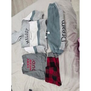 Bundle of winter Kids Pajama Set Hoodie‎ Sweatshirt Pants Toddler Loungewear 3t